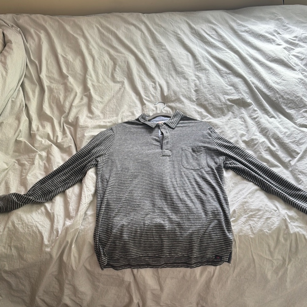 Faherty Black and White Striped Casual Button Down Shirt